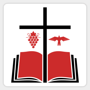 The cross of Jesus Christ, an open bible and a dove - a symbol of the Spirit. Magnet